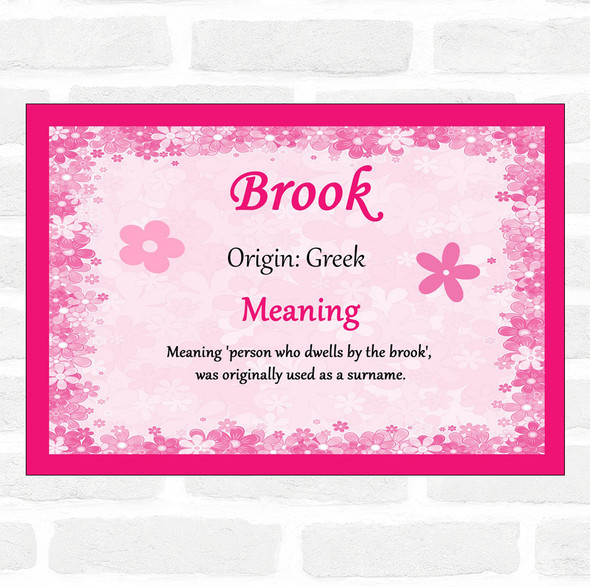 Brook Name Meaning Pink Certificate