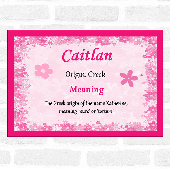 Caitlan Name Meaning Pink Certificate