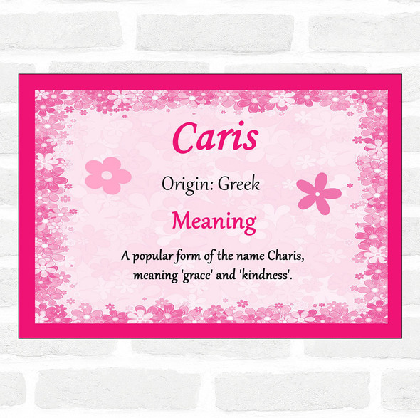 Caris Name Meaning Pink Certificate