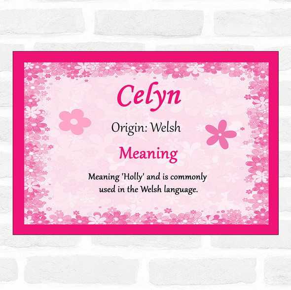 Celyn Name Meaning Pink Certificate