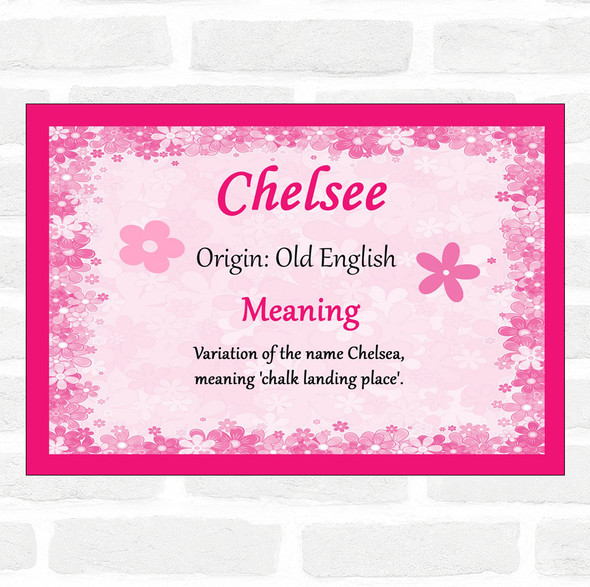 Chelsee Name Meaning Pink Certificate