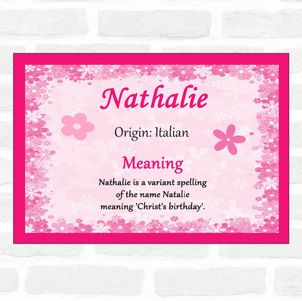 Nathalie Name Meaning Pink Certificate