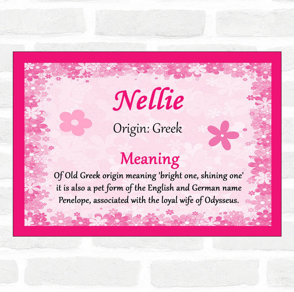 Nellie Name Meaning Pink Certificate