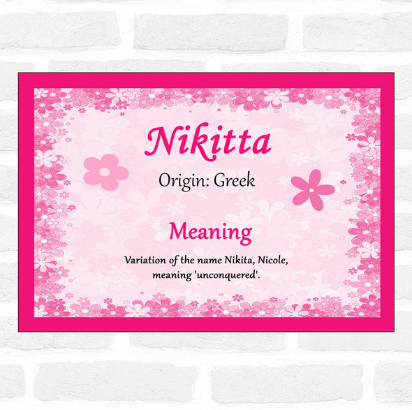Nikitta Name Meaning Pink Certificate