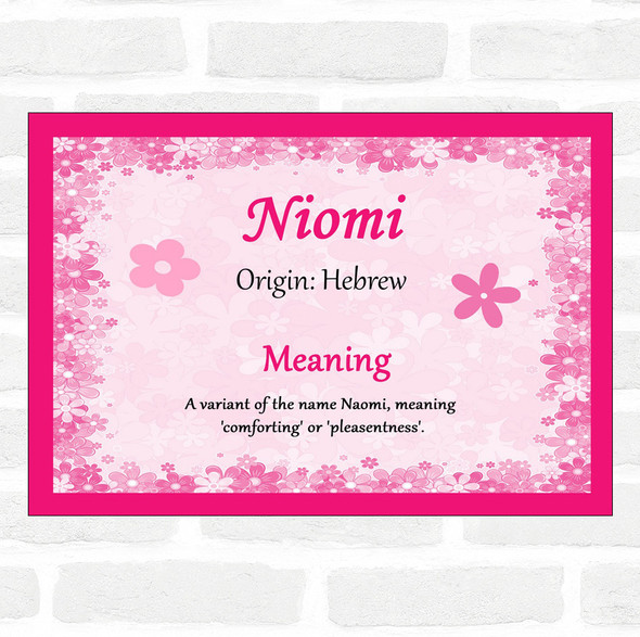 Niomi Name Meaning Pink Certificate