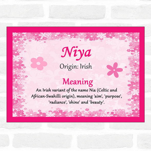Niya Name Meaning Pink Certificate