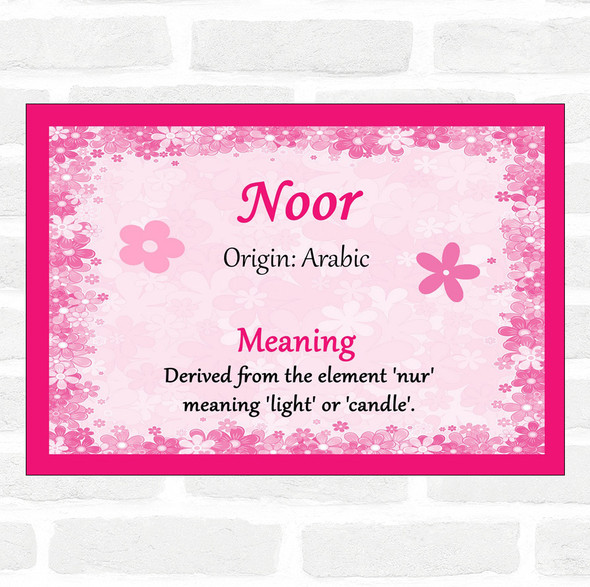 Noor Name Meaning Pink Certificate