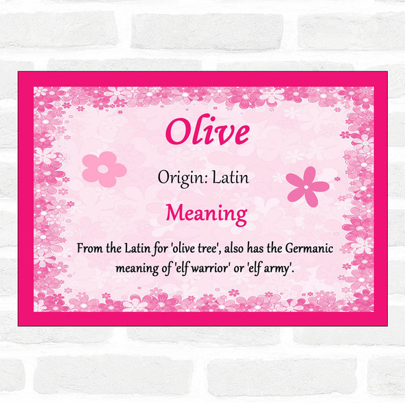 Olive Name Meaning Pink Certificate