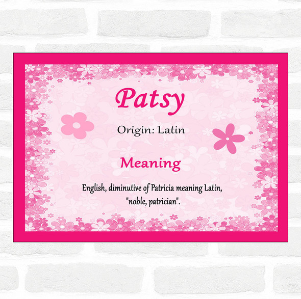 Patsy Name Meaning Pink Certificate