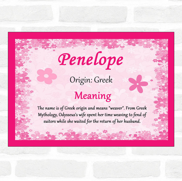 Penelope Name Meaning Pink Certificate