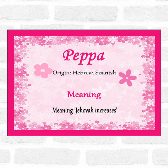 Peppa Name Meaning Pink Certificate