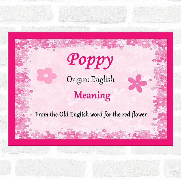 Poppy Name Meaning Pink Certificate