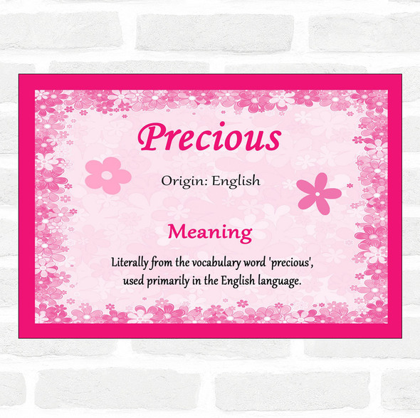 Precious Name Meaning Pink Certificate
