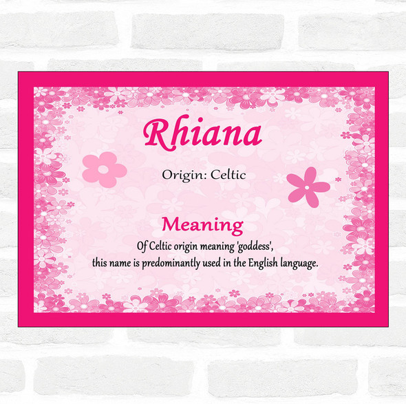 Rhiana Name Meaning Pink Certificate