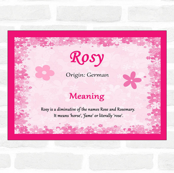 Rosy Name Meaning Pink Certificate