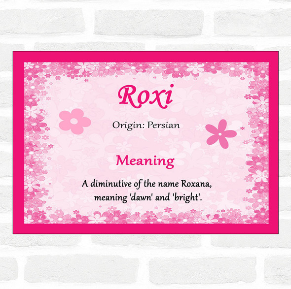 Roxi Name Meaning Pink Certificate