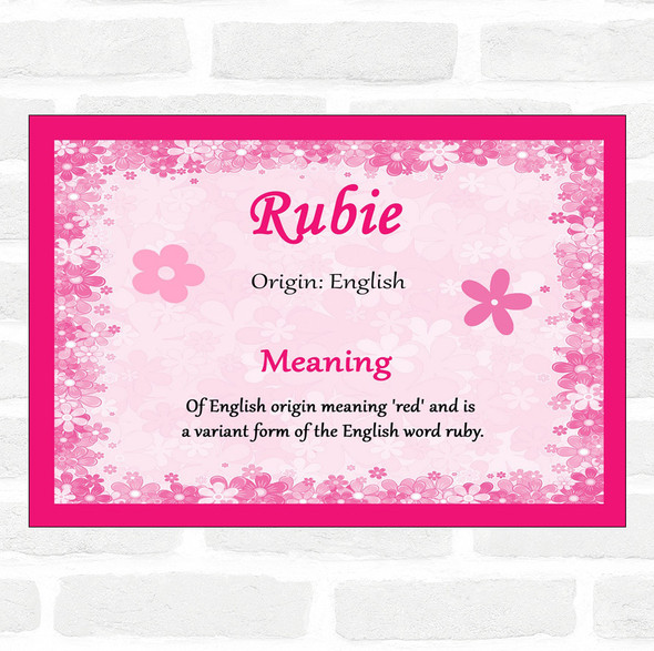 Rubie Name Meaning Pink Certificate