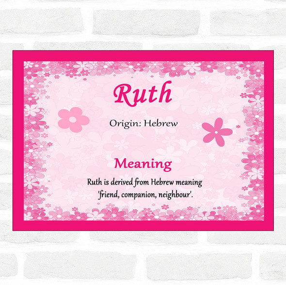 Ruth Name Meaning Pink Certificate