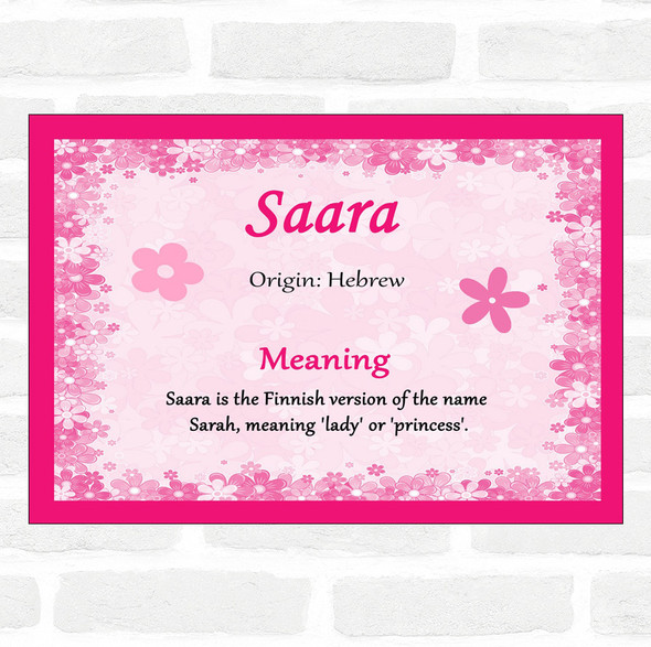 Saara Name Meaning Pink Certificate