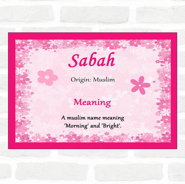 Sabah Name Meaning Pink Certificate