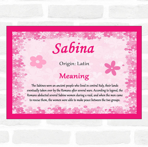Sabina Name Meaning Pink Certificate