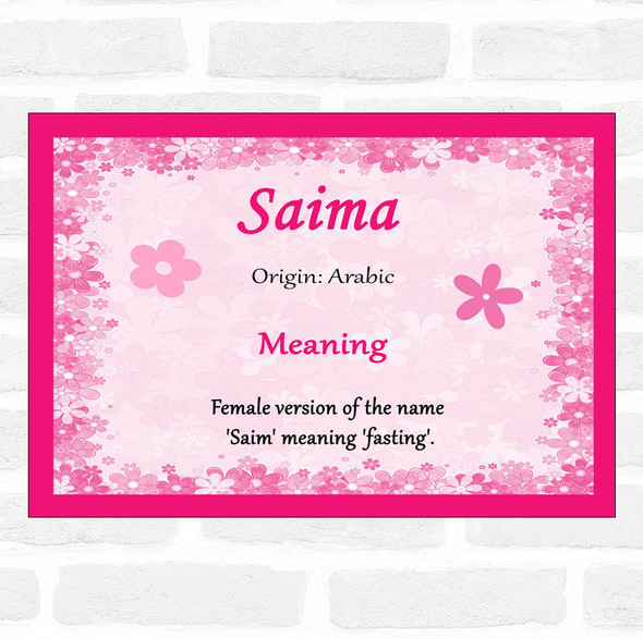 Saima Name Meaning Pink Certificate