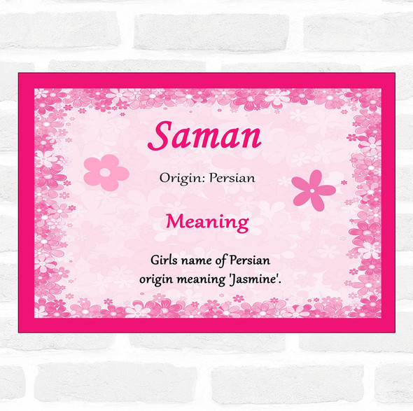 Saman Name Meaning Pink Certificate