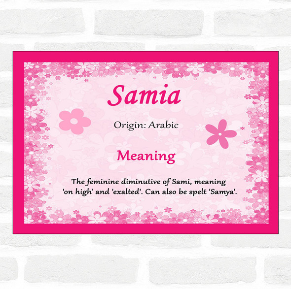 Samia Name Meaning Pink Certificate