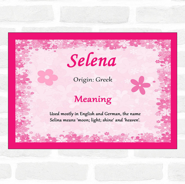 Selena Name Meaning Pink Certificate