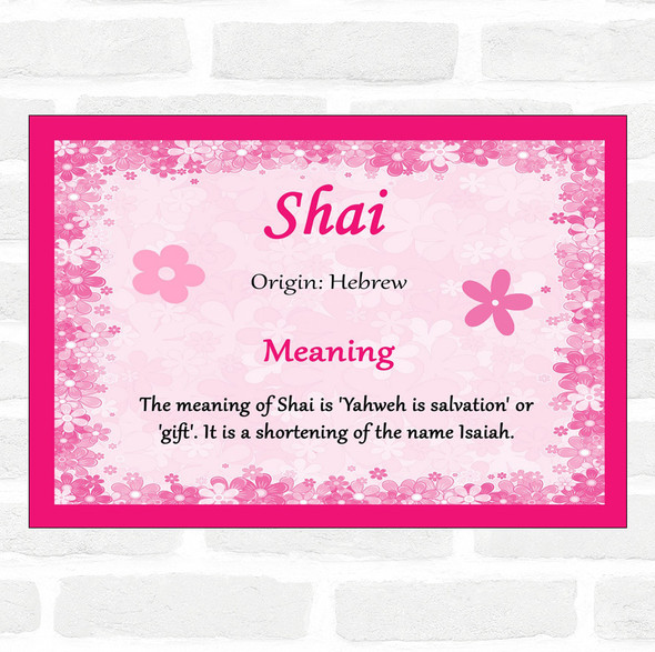 Shai Name Meaning Pink Certificate