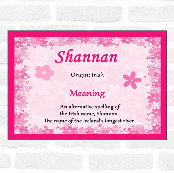 Shannan Name Meaning Pink Certificate