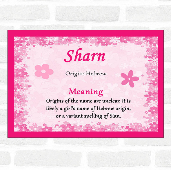 Sharn Name Meaning Pink Certificate