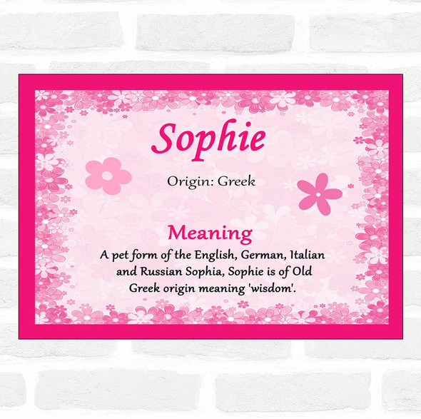 Sophie Name Meaning Pink Certificate