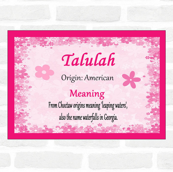 Talulah Name Meaning Pink Certificate