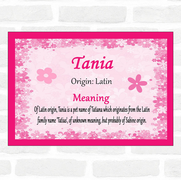 Tania Name Meaning Pink Certificate