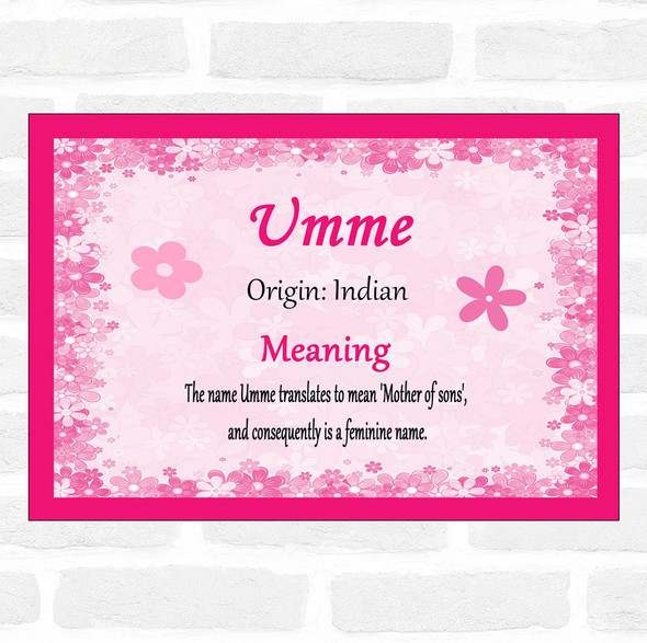 Umme Name Meaning Pink Certificate