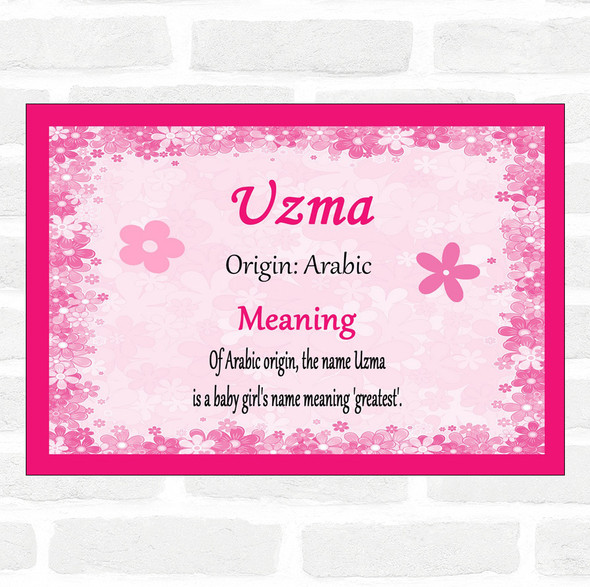 Uzma Name Meaning Pink Certificate