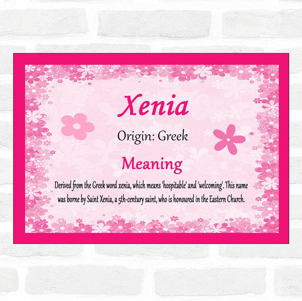 Xenia Name Meaning Pink Certificate