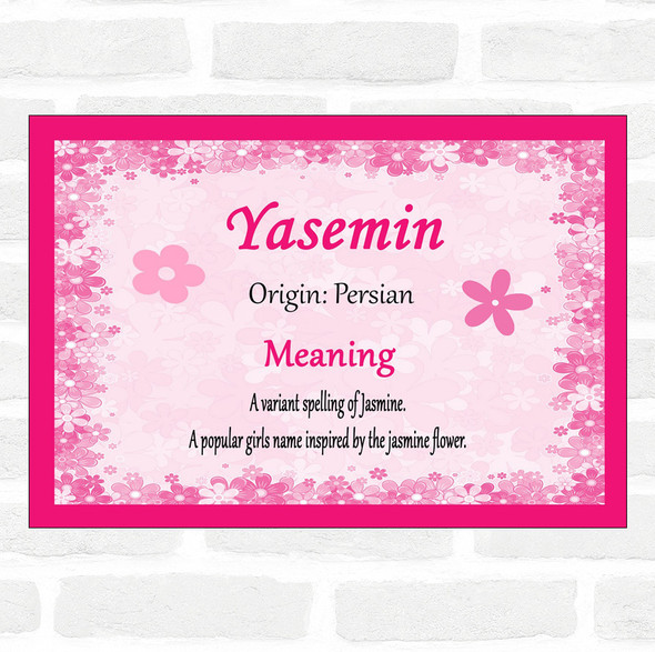 Yasemin Name Meaning Pink Certificate