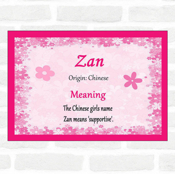 Zan Name Meaning Pink Certificate