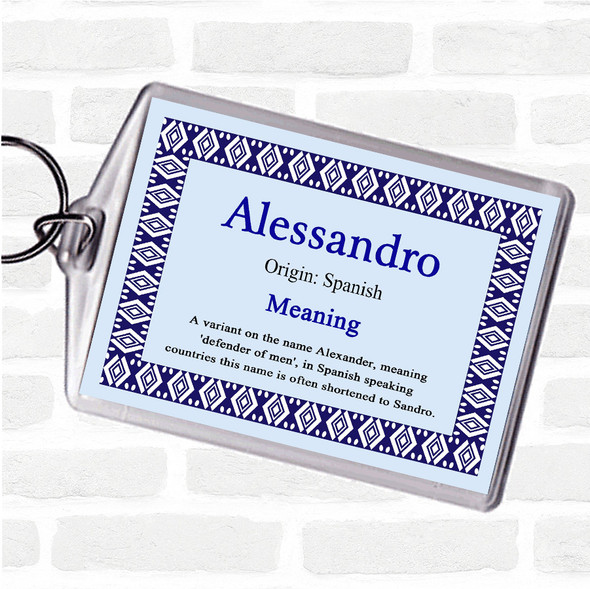 Alessandro Name Meaning Bag Tag Keychain Keyring  Blue