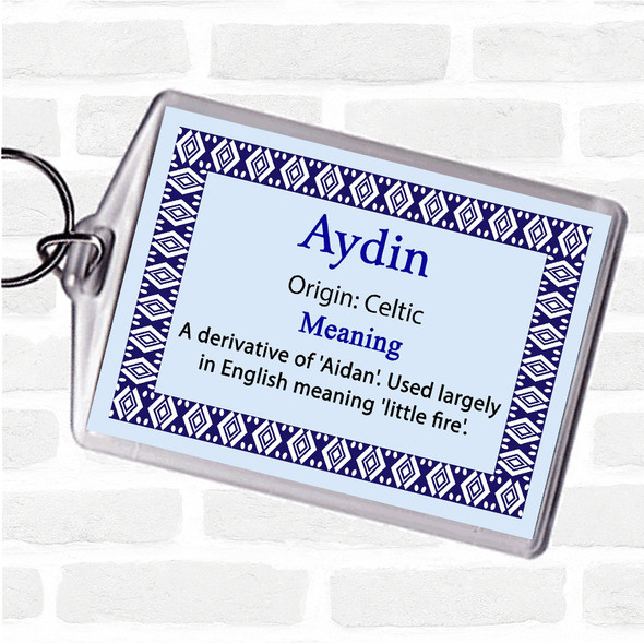 Aydin Name Meaning Bag Tag Keychain Keyring  Blue