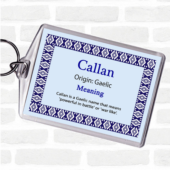 Callan Name Meaning Bag Tag Keychain Keyring  Blue