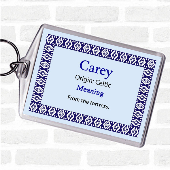 Carey Name Meaning Bag Tag Keychain Keyring  Blue