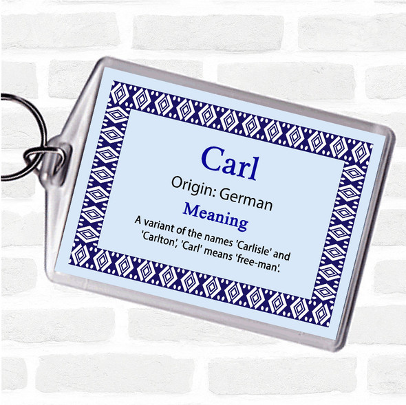 Carl Name Meaning Bag Tag Keychain Keyring  Blue