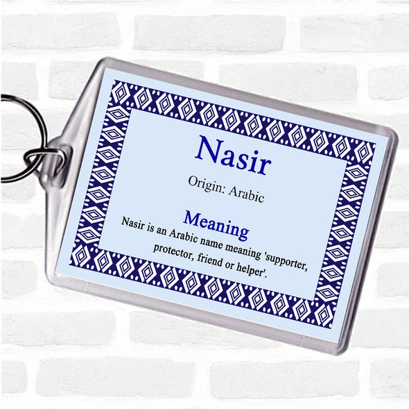 Nasir Name Meaning Bag Tag Keychain Keyring  Blue
