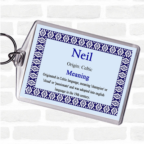 Neil Name Meaning Bag Tag Keychain Keyring  Blue