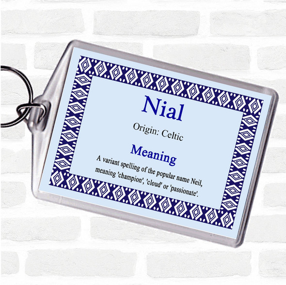 Nial Name Meaning Bag Tag Keychain Keyring  Blue