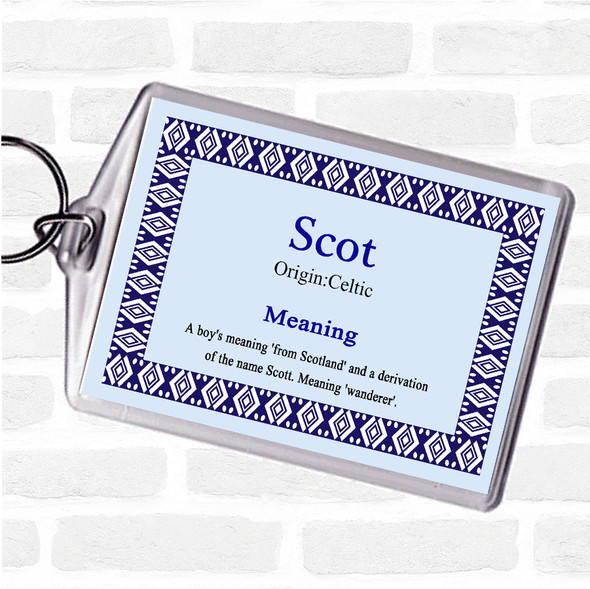 Scot Name Meaning Bag Tag Keychain Keyring  Blue