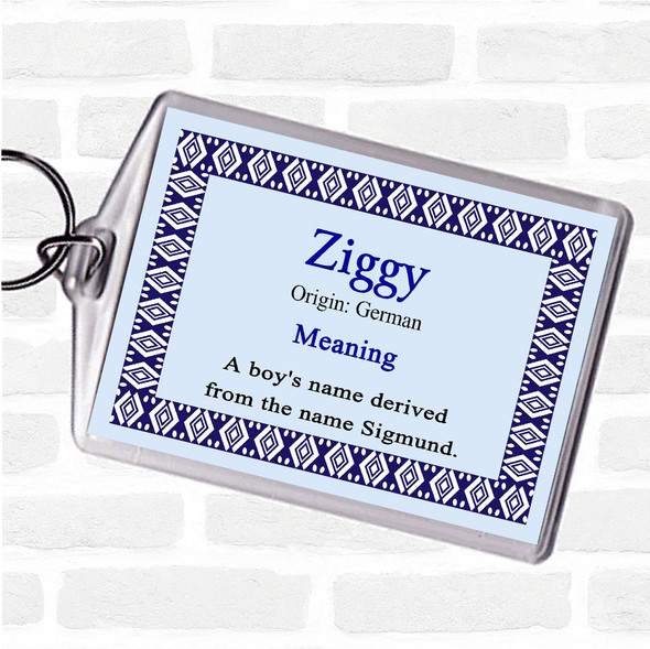 Ziggy Name Meaning Bag Tag Keychain Keyring  Blue